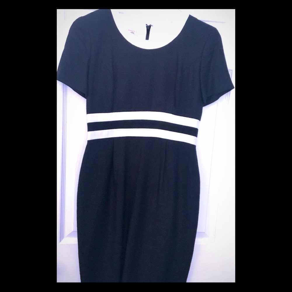 Talbots Womens Black and White A-Line Dress